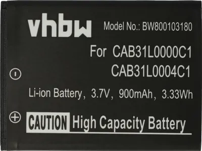 Produktbild von vhbw Akku Ersatz für Alcatel CAB31L0000C1, CAB31L0000C2, CAB31L0004C1, CAB31L0001C1 für Handy Smartphone Telefon (900 mAh, 3,7 V, Li-Ion)