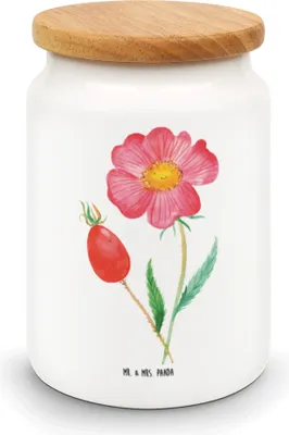 Produktbild von Mr. & Mrs. Panda leckerlidose Blume Hagebutte - Weiß - Geschenk, zuckerdose, Teedose, Lebensfreude, Kaffeedose, gebäckdose, Dose, Schlechte Gedanken, Keksdose, Garten