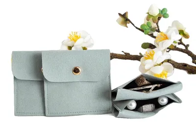 Image de Pochette de rangement, en microfibre velours, polyvalente, couleur verte, lot de 10