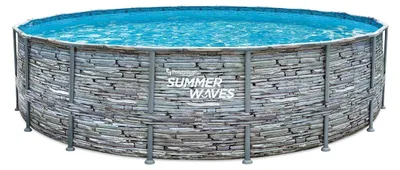 Productafbeelding van Summer Waves Ronde Zwembadset Elite Frame, Ø 549 x 132 cm, met steenlook