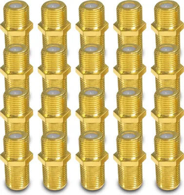 Produktbild von 20x ARLI F-Verbinder vergoldet – F-Kupplung F-Buchse auf F-Buchse für Koaxialkabel & SAT Verlängerung F Verbinder