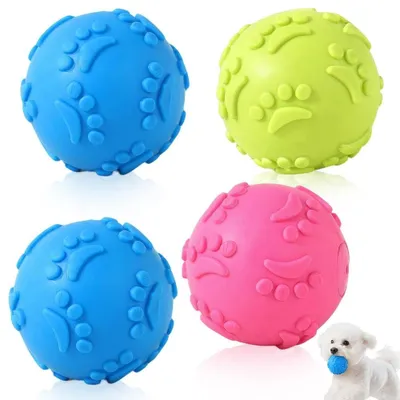Imagen del producto de Juego de 4 pelotas de juguete para perros, resistentes e indestructibles, ideales para perros de tamaño mediano y pequeño