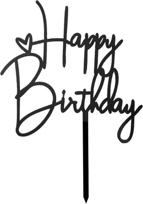 Image de Décoration de gâteau "Joyeux anniversaire" - Décoration de gâteau pour anniversaire - Noir