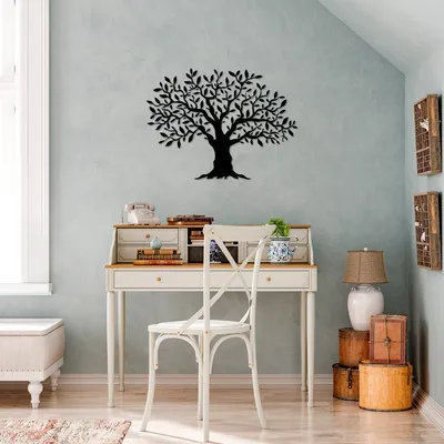 Immagine prodotto di Wallity, Albero monumentale grande, decorazione da parete, nero, metallo, 51 x 70 cm
