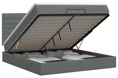 Produktbild von Ottoman Bett mit Matratze Dunkelgrau 140 x 190 cm Stoff