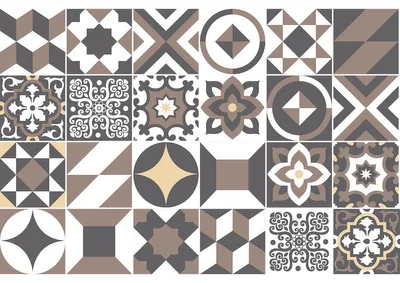 Image de Autocollants décoratifs pour meubles – 24 autocollants LOPINA imitation carreaux de ciment – 24 autocollants de 10 x 10 cm