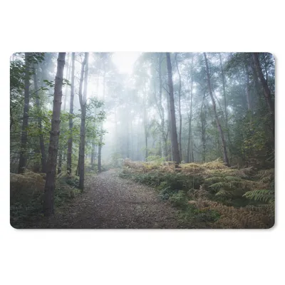 Produktbild von MuchoWow® Schreibtischunterlage Wald - Nebel - Weg 60x40 cm - XXL Mauspad - Großes Mauspad