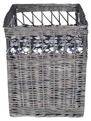 Produktbild von Weiden-Katzenhaus mit Kissen - Grau - 46 x 32 x 36 cm - Für Innen und Garten