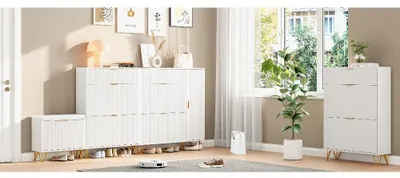Image de Armoire à chaussures - Rangement à chaussures - Meuble à chaussures - Rangement pour chaussures - Meuble d'entrée - 3 niveaux de rangement