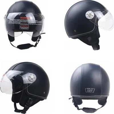 Obrázek produktu pro DOT Helmet kůže kryt Scooter Vintage Classic černá XL