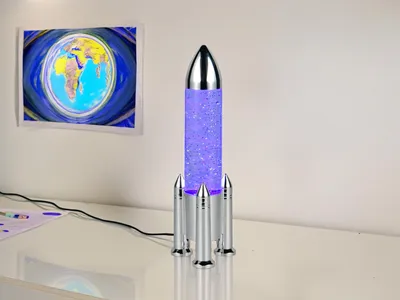 Produktbild von Glitzer Deko Tischlampe Raketenlampe RGB Farbwechsel USB betrieben, Höhe 33cm