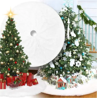 Immagine prodotto di Tappeto, albero di Natale, tappeto di pelliccia ispida, rivestimento decorativo 115 cm