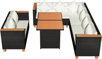 Obrázok produktu pre vidaXL 5-dielna záhradná obývacia súprava s vankúšmi Poly Rattan Black