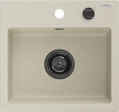 Immagine prodotto di Mexen Milo lavello in granito a 1 vasca 435 x 410 mm, beige, sifone nero - 6505441000-69-B