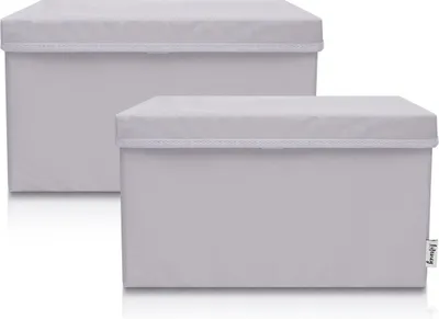 Produktbild von Lifeney 2-Set Aufbewahrungsbox Kinder (37x25x21cm) I Aufbewahrungskorb für Kinderzimmer und Wohnbereich I Kinder Aufbewahrungskiste (Hellgrau)
