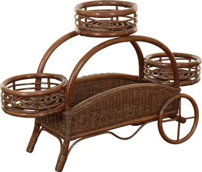 Produktbild von KRINES HOME Blumenständer / Blumen-Wagen aus echtem Rattan Farbe (Braun)