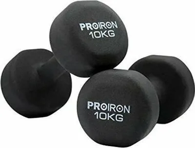 Zdjęcie produktu dla PROIRON PRKNED10K Zestaw hantli, 2 sztuki, 10 kg, czarny, neoprenowy