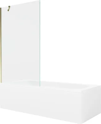 Zdjęcie produktu dla Mexen Vega wanna prostokątna 160 x 70 cm z obudową i parawanem 1-skrzydłowym 100 cm, transparent, złoty - 550116070X9510000050