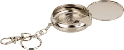 Produktbild von Taschenaschenbecher aus Metall mit Schlüsselanhänger und Karabinerhaken
