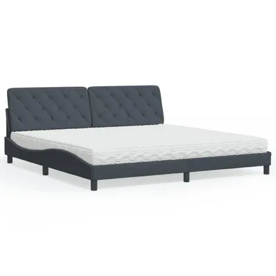Produktbild von Bett mit Matratze Dunkelgrau 200x200 cm Samt