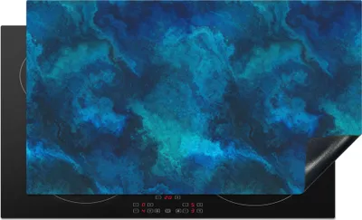 Produktbild von KitchenYeah© Herdabdeckplatte Muster - Farbe - Abstrakt - Blau , 89x51cm, Küche Deko, Glaskeramikkochfeld Herdabdeckung, Abdeckplatte fùr Kochfeld