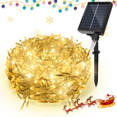 Obrázek produktu pro TolleTour 10M solární LED ledový déšť víla světla venkovní vnitřní teplá bílá záclona světla 400 LED rampouch vánoční světla 8 modů vánoční dekorace strana zahrada