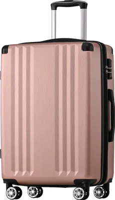 Produktbild von Flieks Trolley Reisekoffer Hartschalenkoffer mit Universalrad, Handgepäck Koffer mit TSA-Schloss, XL, 50.5x31.5x76.5cm, Pink
