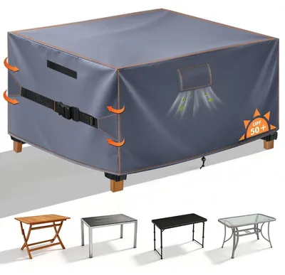 Image de Bâche de protection pour mobilier de jardin, résistante aux intempéries, couleur grise, dimensions 120x90x75 cm, tissu Oxford 420D