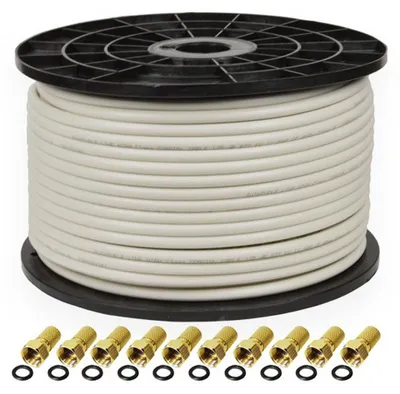 Produktbild von 100 Meter PremiumX Sat Koaxial Kabel 135dB 5-fach geschirmt Kupfer-Stahl Innenleiter HDTV FULLHD 10x F-Stecker