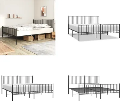 Produktbild von vidaXL Bettgestell mit Kopf  und Fußteil Metall Schwarz 183x213 cm - Bettgestell - Bettgestelle - Bettrahmen - Bett