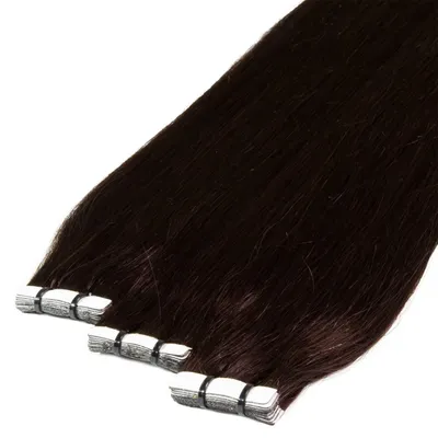 Produktbild von hair2heart Premium Tape Extensions Echthaar glatt - 10 Tapes 2.5g 60cm 5/0 mittelbraun