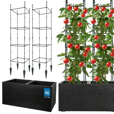 Immagine prodotto di KOTARBAU® Fioriera da Esterno Vaso per Piante Traliccio per Rampicanti Vaso Plastica 77x39x37cm con Vaso Interno Nero 29x29x120cm Tutori Pomodori