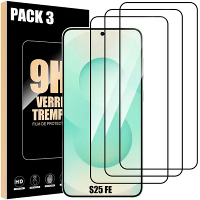 Image de 3 Verre Trempé Intégral pour Samsung Galaxy S25 FE - Protection d'écran Antichoc Anti-Rayures 9H