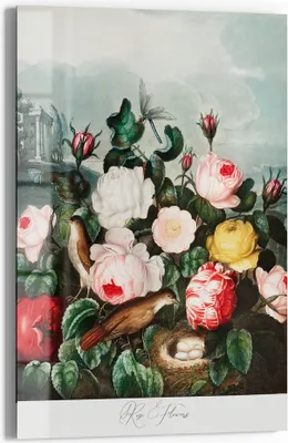 Produktbild von DEQOART Magnettafel Glas 40x60 cm 'Rosengartenzauber' beschreibbar Whiteboard Küche