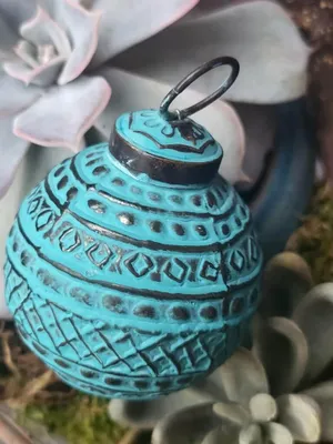 Productafbeelding van Hippie-bohemian kerstbal ornamenten, turquoise