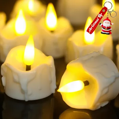 Produktbild von LED Teelichter mit Timer, 12 Stück Elektrische LED Kerzen 3D Flackernde Flamme Lange Brenndauer mit Timerfunktion für Silvester Zimmer Deko 2024 Wohnzimmer Tischdeko Weihnachten, Warmweiß Gepaart mit Weihnachtsgeschenken
