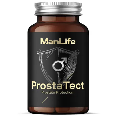 Produktbild von Prostata Kapseln mit Sägepalme Saw palmetto Rotklee – sehr starke, komplexe PREMIUM Formel | ManLife ProstaTect 90 vegane Kapseln | Umweltfreundlich