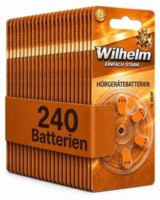 Produktbild von 240  x WILHELM Hörgerätebatterien Typ 13 orange Hörgerätbatterie PR48 ZL2  1,4/1,45 V