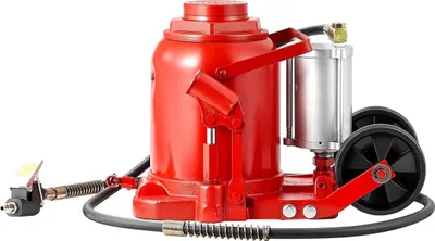 Produktbild von Luft-Hydraulik-Flaschenheber, 50 Tonnen (110231,5 lbs) Tragkraft, 265–410 mm Hubbereich, pneumatischer/manueller Hochleistungs-Flaschenheber mit Pumpe für SUV, Pickup, Lkw, Wohnmobil, Autoreparatur, rot