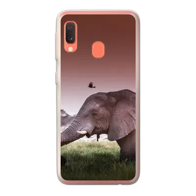 Produktbild von MuchoWow® Handyhülle Schutzhülle Hülle für Samsung Galaxy A20e Elefant - Gras - Sonne - Tiere Silikon Softcase Handy Hülle - Abdeckung