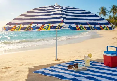 Immagine prodotto di Milani Home - ombrellone da spiaggia diametro 1,5 m con palo centrale in acciaio, telo TNT multicolor, per mare, campeggio e giardino