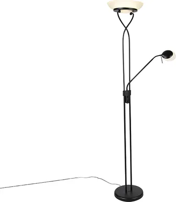 Zdjęcie produktu dla Lampa podłogowa czarna z LED i ściemniaczem oraz lampką do czytania Dim to Warm - Empoli