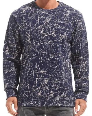 Produktbild von Herren Fleece-Sweatshirt Crewneck Casual Gefüttert Warm Blau L