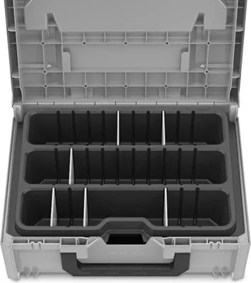 Produktbild von Einteiler für MetaBox mit 3 Fächer inkl. 6 Trennstege | HxBxT 8,5x38x26,5cm | Passend zur MetaBox S mit Höhe 11,8 cm | Kunststoff | Sortimentskästen, Kleinteilekoffern
