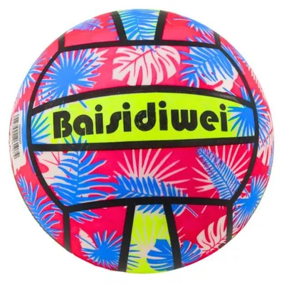 Productafbeelding van Rubberen Bal Helder Bladeren Roze Blauw 24 Cm