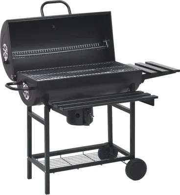 Produktbild von Grillwagen mit Rädern und Ablagen Schwarz Stahl 115x85x95 cm