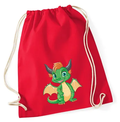 Produktbild von Huuraa Turnbeutel Drache Fabelwesen 12 Liter Classic Red Baumwolle Rucksack Geschenkidee