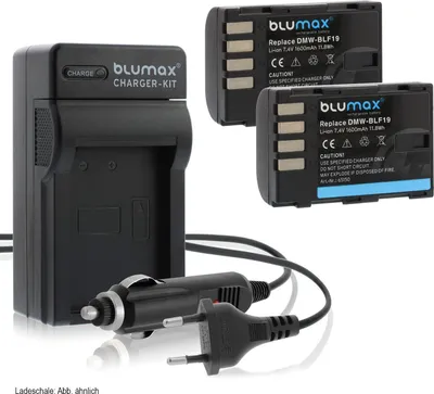 Produktbild von 2x Akku + Lader für Panasonic DMW-BLF19  DMW-BLF19E Lumix DMC-GH3  1600 mAh