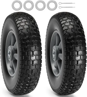 Obrázek produktu pro PlnáPolyuretanpneumatika runflat, bezdušová pneumatika 10palcová 2-pack 180 lbsNově navržená plnáPolyuretanpneumatika runflat - 10 palců - 2-pack - 180 lbs