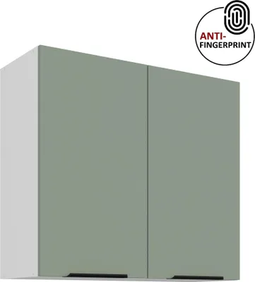 Produktbild von Küchen Hängeschrank 80 cm ARIA Aquamarin ultra matt + Weiss matt, hochwertige Fronten mit Anti Fingerprint Beschichtung Küchenzeile Küchenblock